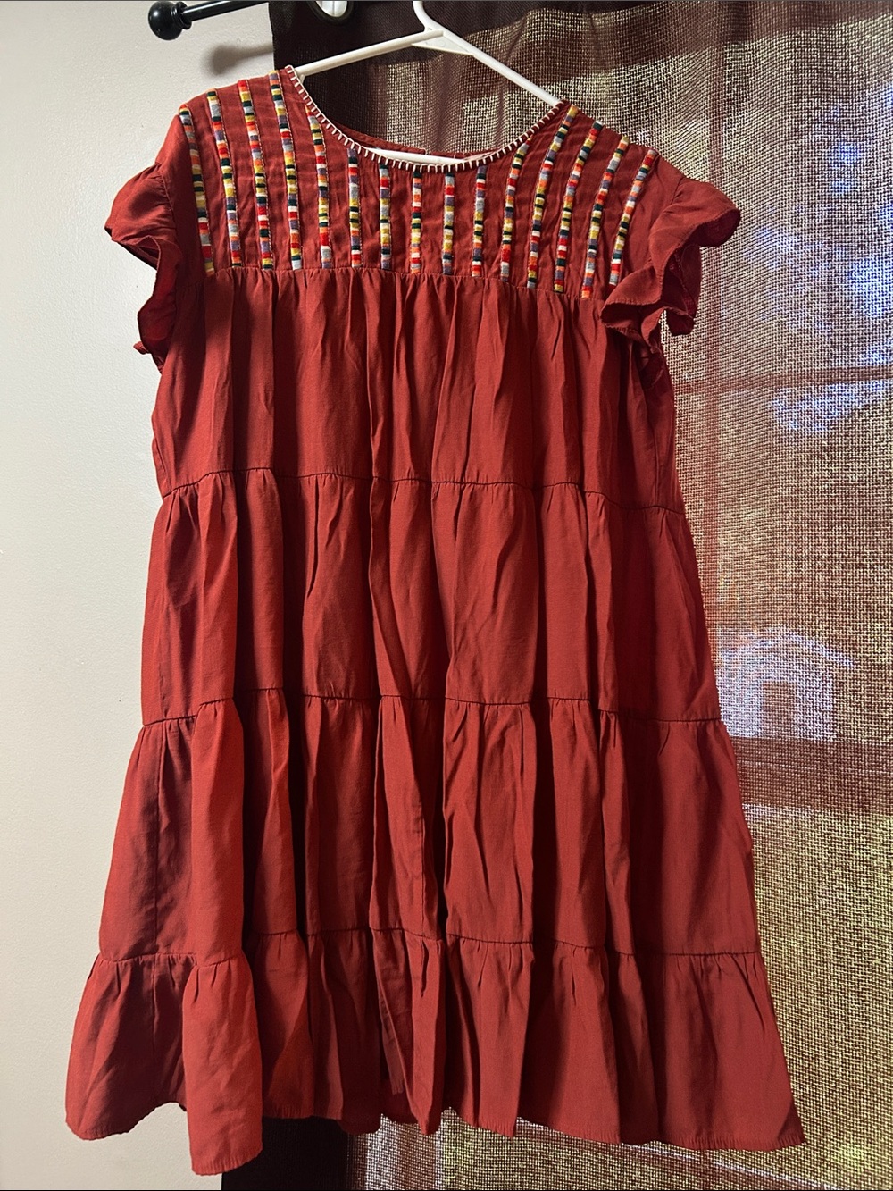 Tiered Embroidered Yoke Dress